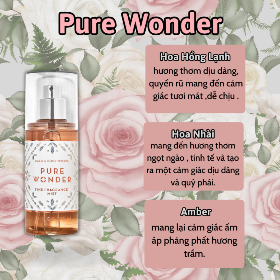 Xịt thơm body Bath & Body Works 75ml xịt thơm toàn thân đa dạng mùi hương phù hợp mọi lứa tuổi