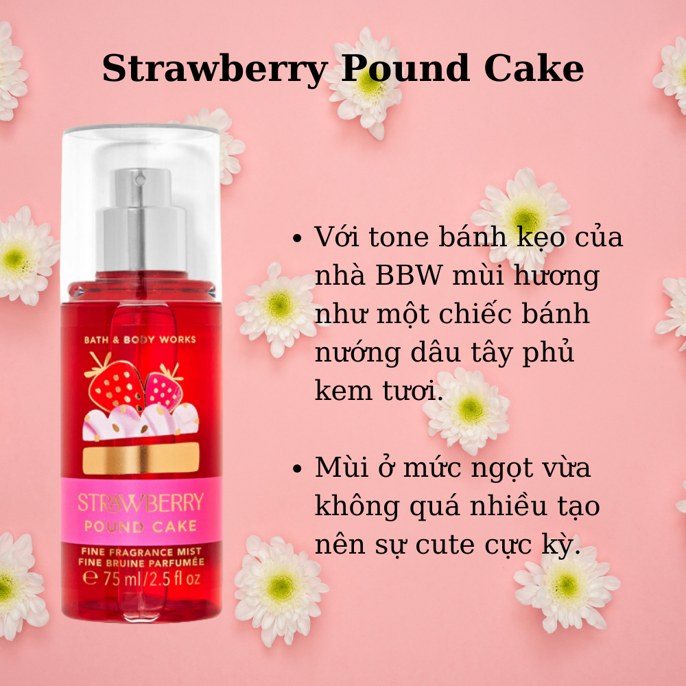 Xịt thơm body Bath & Body Works 75ml xịt thơm toàn thân đa dạng mùi hương phù hợp mọi lứa tuổi