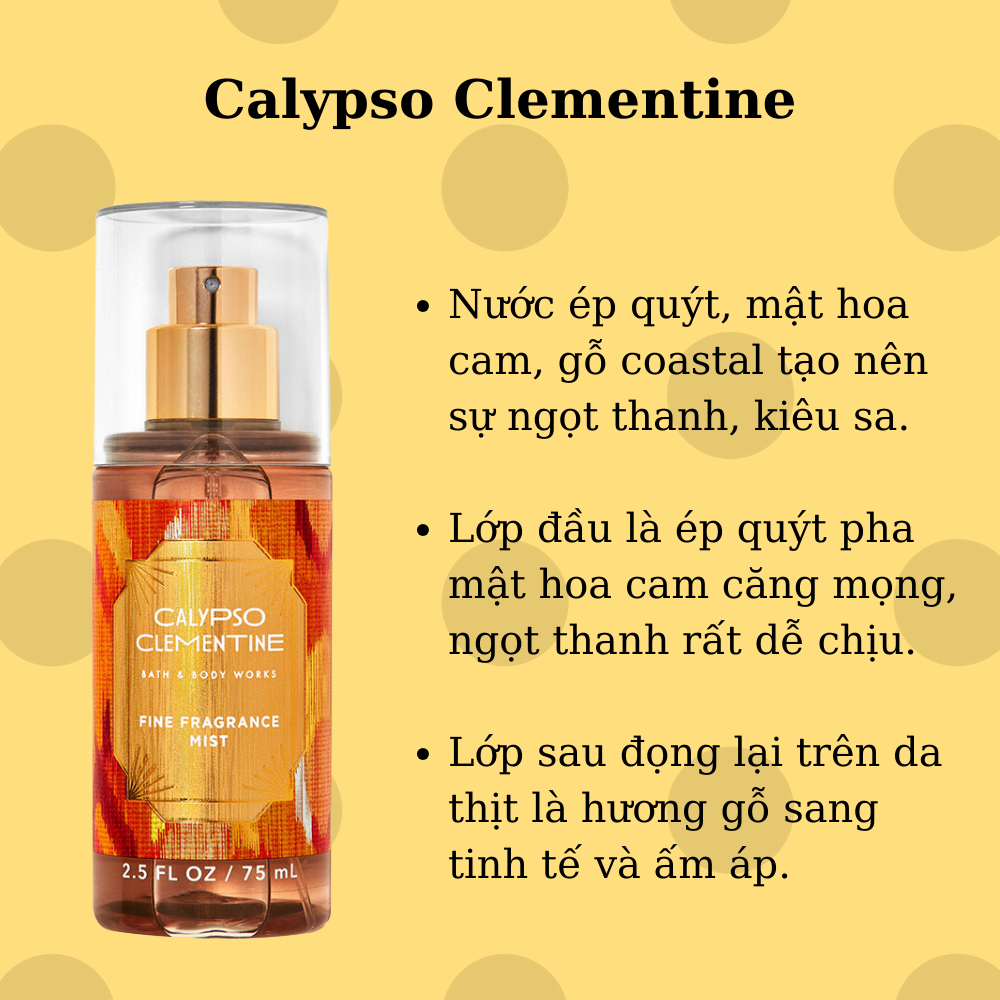 Xịt thơm body Bath & Body Works 75ml xịt thơm toàn thân đa dạng mùi hương phù hợp mọi lứa tuổi