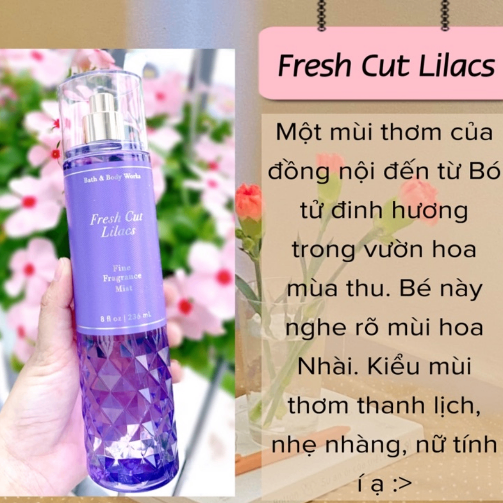 Xịt thơm Bath & Body Works 236ml với mùi hương ngọt ngào, mát dịu, nhẹ nhàng phù hợp cho mọi lứa tuổi