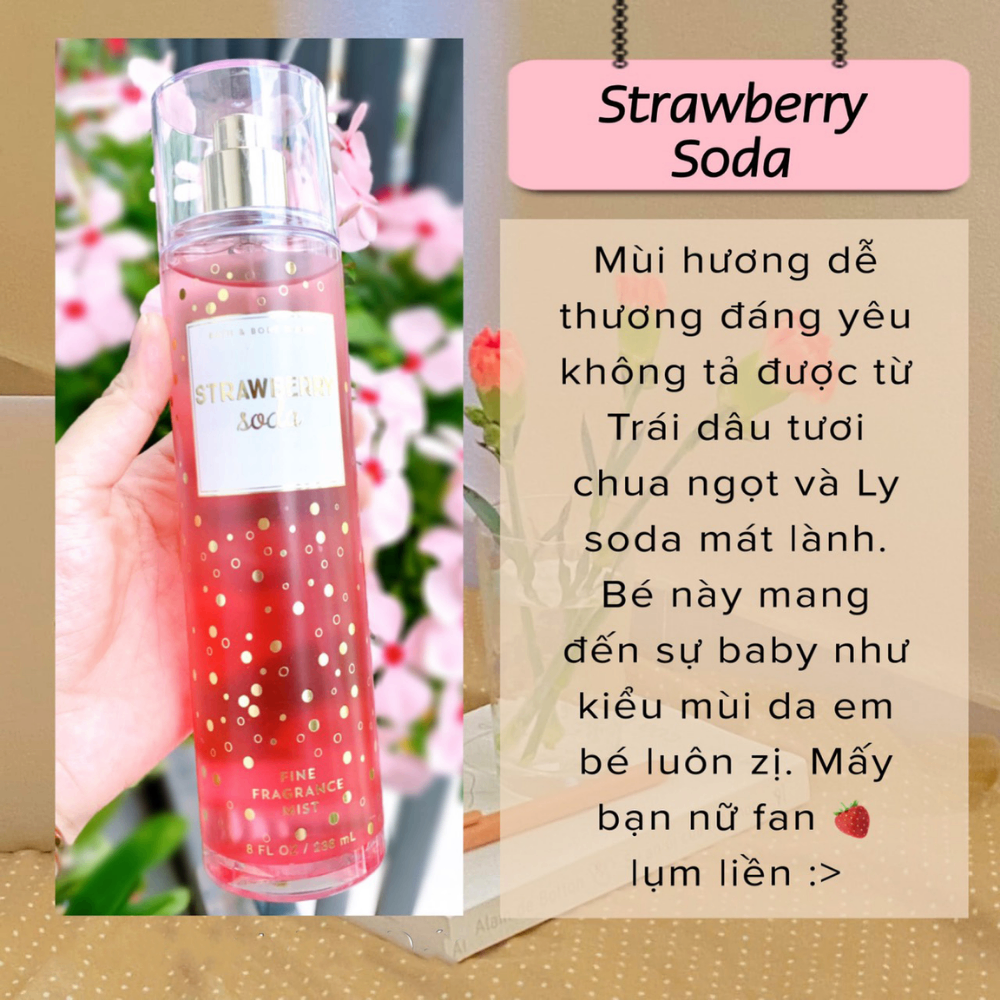 Xịt thơm Bath & Body Works 236ml với mùi hương ngọt ngào, mát dịu, nhẹ nhàng phù hợp cho mọi lứa tuổi