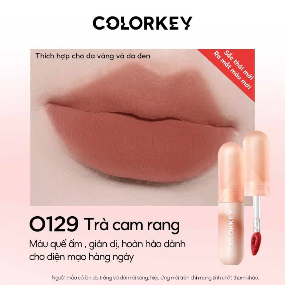 Son kem nhung Colorkey Mousse Lip Mud Matte 2g màu sắc đậm đà lì mịn tự nhiên