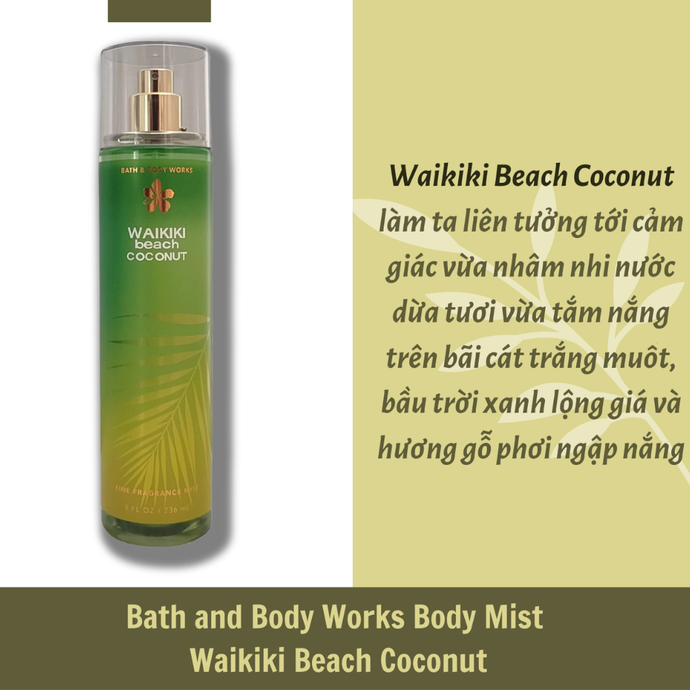 Xịt thơm Bath & Body Works 236ml với mùi hương ngọt ngào, mát dịu, nhẹ nhàng phù hợp cho mọi lứa tuổi