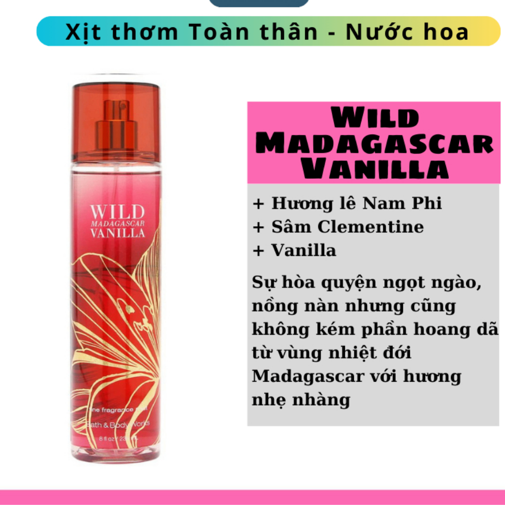 Xịt thơm Bath & Body Works 236ml với mùi hương ngọt ngào, mát dịu, nhẹ nhàng phù hợp cho mọi lứa tuổi