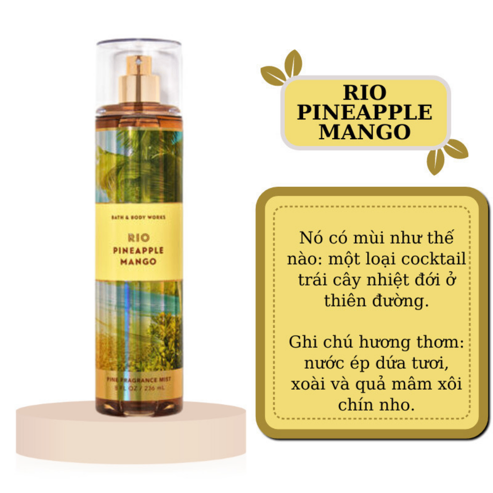 Xịt thơm Bath & Body Works 236ml với mùi hương ngọt ngào, mát dịu, nhẹ nhàng phù hợp cho mọi lứa tuổi