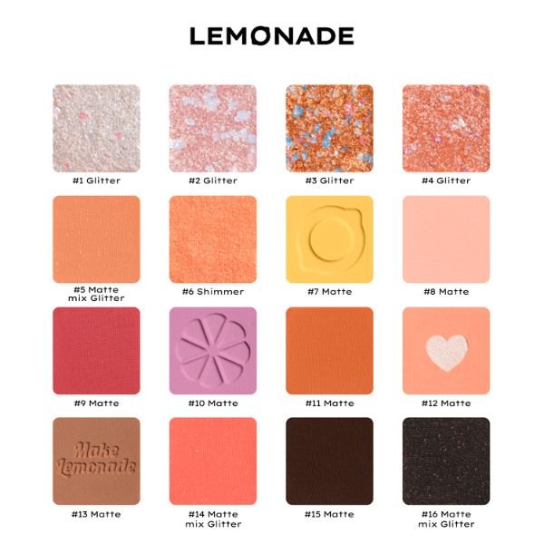 Bảng phấn mắt 16 ô Lemonade Aesthetic Eyeshadow Palette 20.8g bám màu tốt, giữ màu lâu trôi