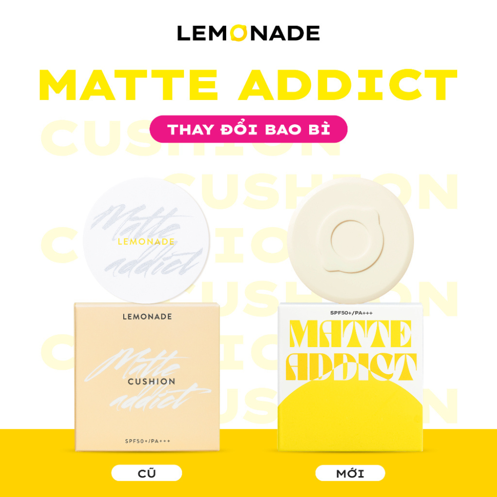 Phấn nước Lemonade Matte Addict Cushion SPF 50+ PA+++ 15g che phủ mỏng nhẹ mịn màng