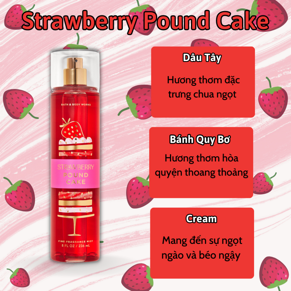 Xịt thơm Bath & Body Works 236ml với mùi hương ngọt ngào, mát dịu, nhẹ nhàng phù hợp cho mọi lứa tuổi