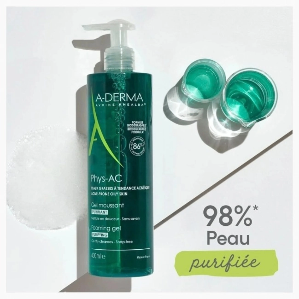 Gel rửa mặt A Derma Phys-AC 400ml dịu nhẹ dành cho da nhờn mụn