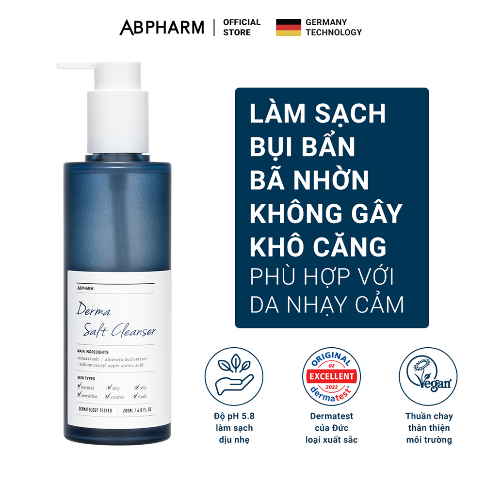 Sữa rửa mặt ABPHARM Derma Salt, nước cân bằng ABPHARM Mineral Salt Hyaluronic và kem dưỡng ABPHARM 50-200ml