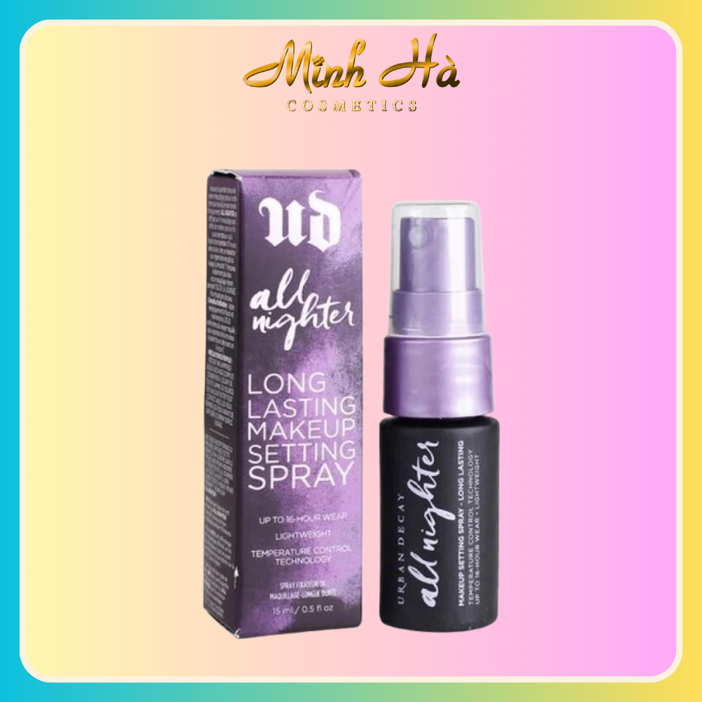 Xịt khóa nền Urban Decay All Nighter Long Lasting Makeup Setting Spray 15/118ml giúp lớp nền trở nên mướt mịn lâu trôi