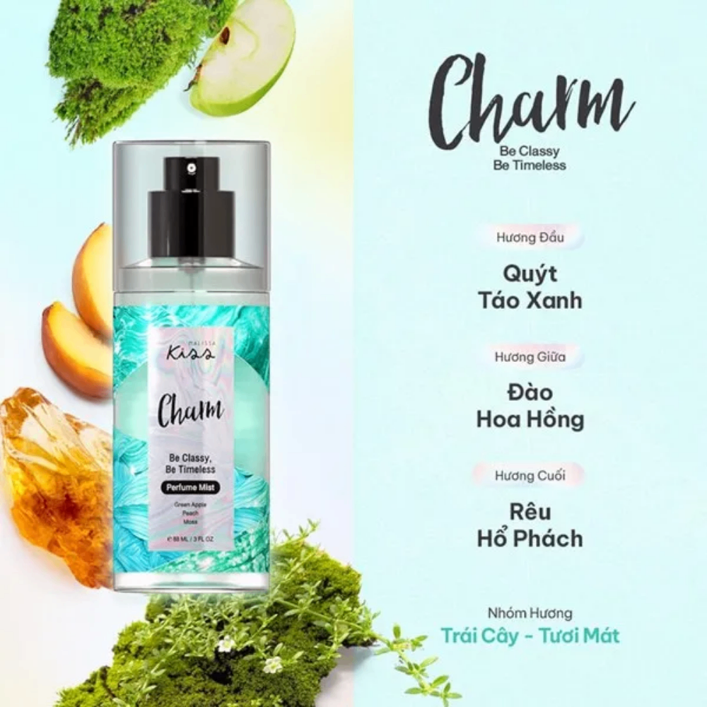 Xịt thơm toàn thân Malissa Kiss hương nước hoa 88ml mùi hương đa dạng