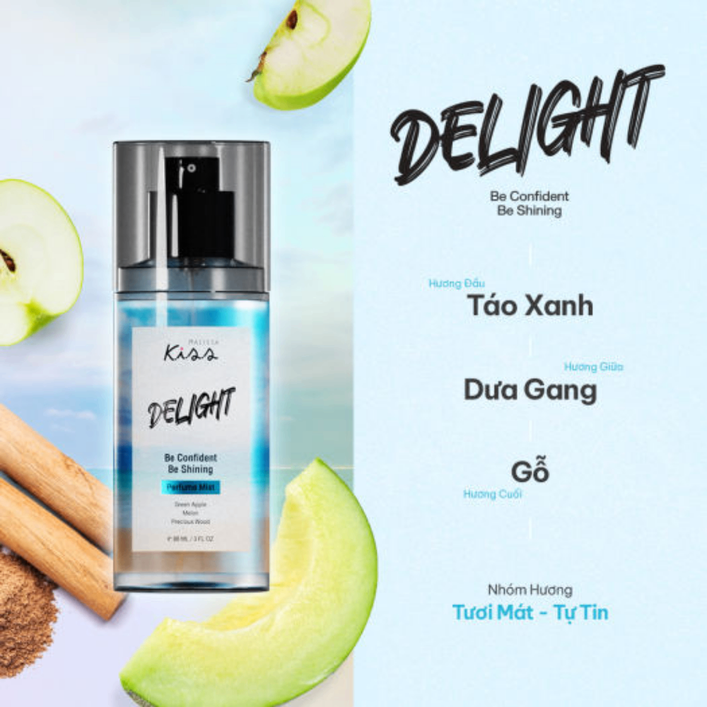 Xịt thơm toàn thân Malissa Kiss hương nước hoa 88ml mùi hương đa dạng