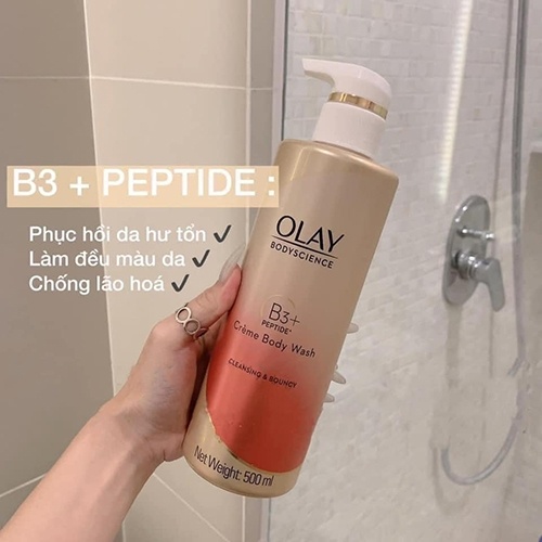 Sữa tắm Olay B3+ Vitamin C Creme Body Wash 500ml (bản Trung) + (bản Thái) dưỡng trắng da