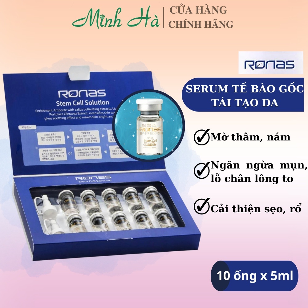 Serum tế bào gốc Ronas Stem Cell Solution hộp 10 ống giúp phục hồi, tái tạo da
