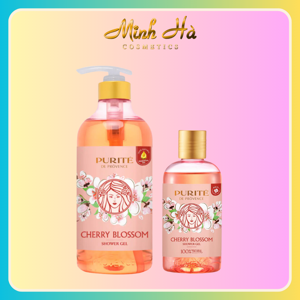 Set sữa tắm hương nước hoa PURITE hoa hồng + Sữa tắm PURITE Cherry Blossom dưỡng ẩm mềm mịn da