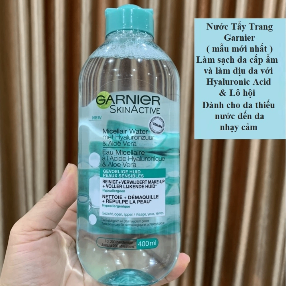 Tẩy trang Garnier Cleansing Water 400ml đủ màu vàng, hồng, xanh lá, xanh dương, đỏ giúp làm sach da dịu nhẹ