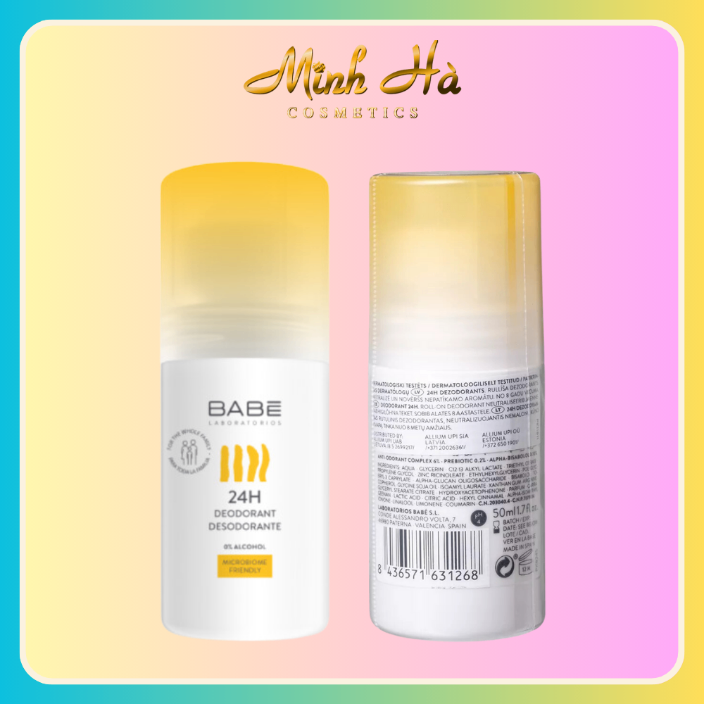 Lăn khử mùi Laboratorios Babe Desodorante 24h 50ml ngăn mồ hôi hương thơm dịu nhẹ