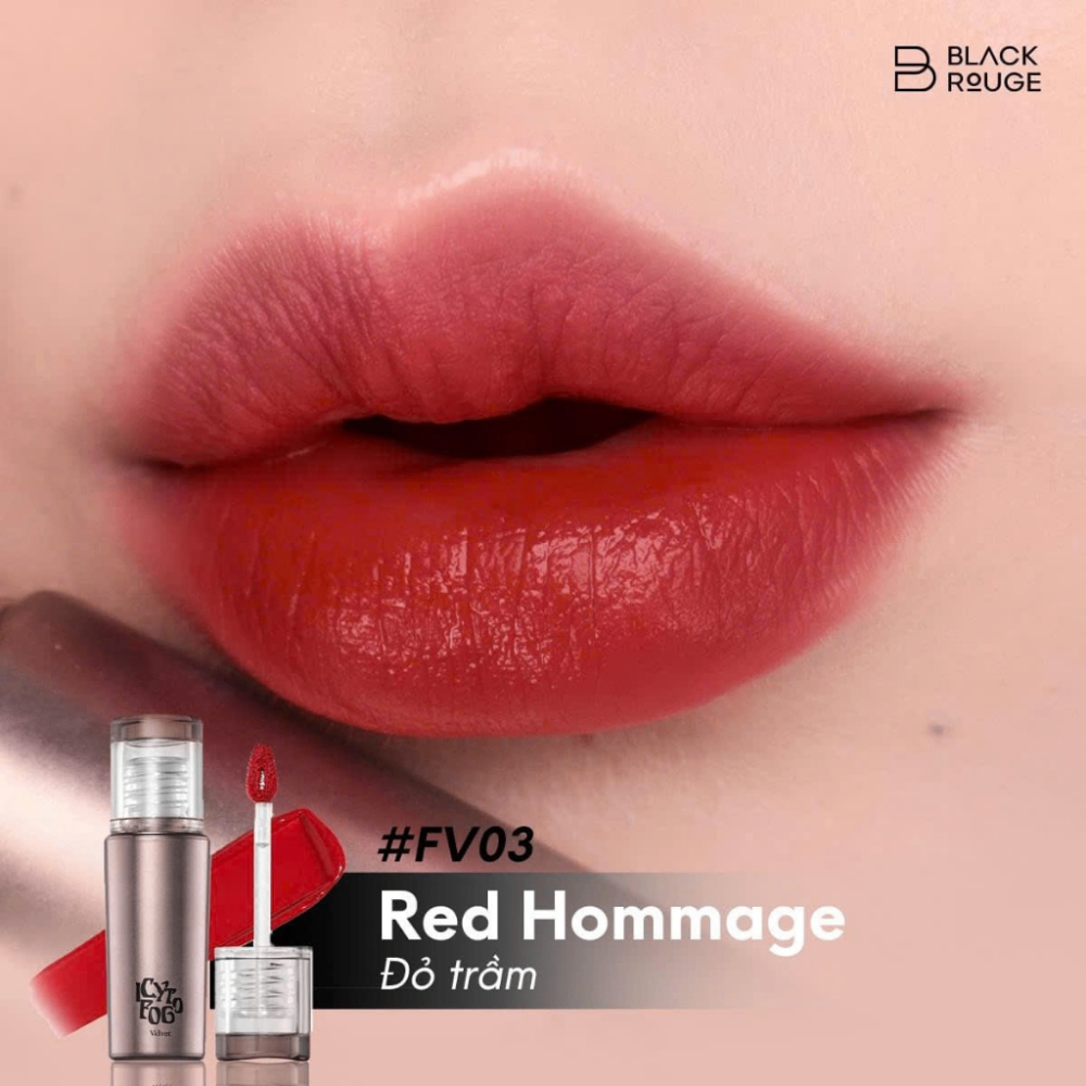 Son kem Black Rouge Icy To Fog Velvet 3.5g mát lạnh khi vừa thoa lên môi che phủ vân môi tốt