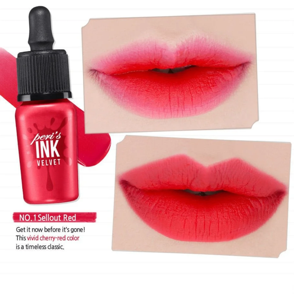 Son kem lì Ink Velvet Peripera 4g lên môi mượt bền màu
