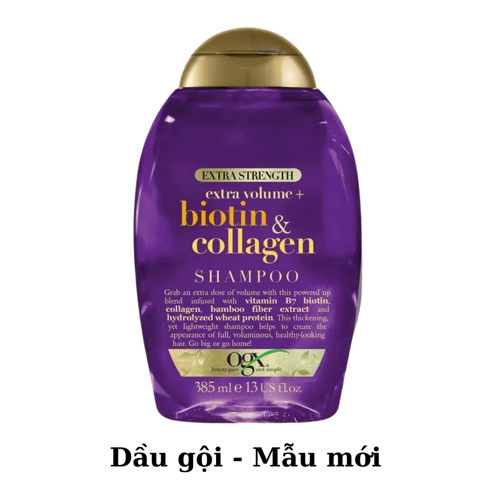 Combo 2 chai dầu gội xả Biotin Collagen Thick & Full OGX 385ml bản Mỹ dưỡng mọc tóc, giảm gãy rụng