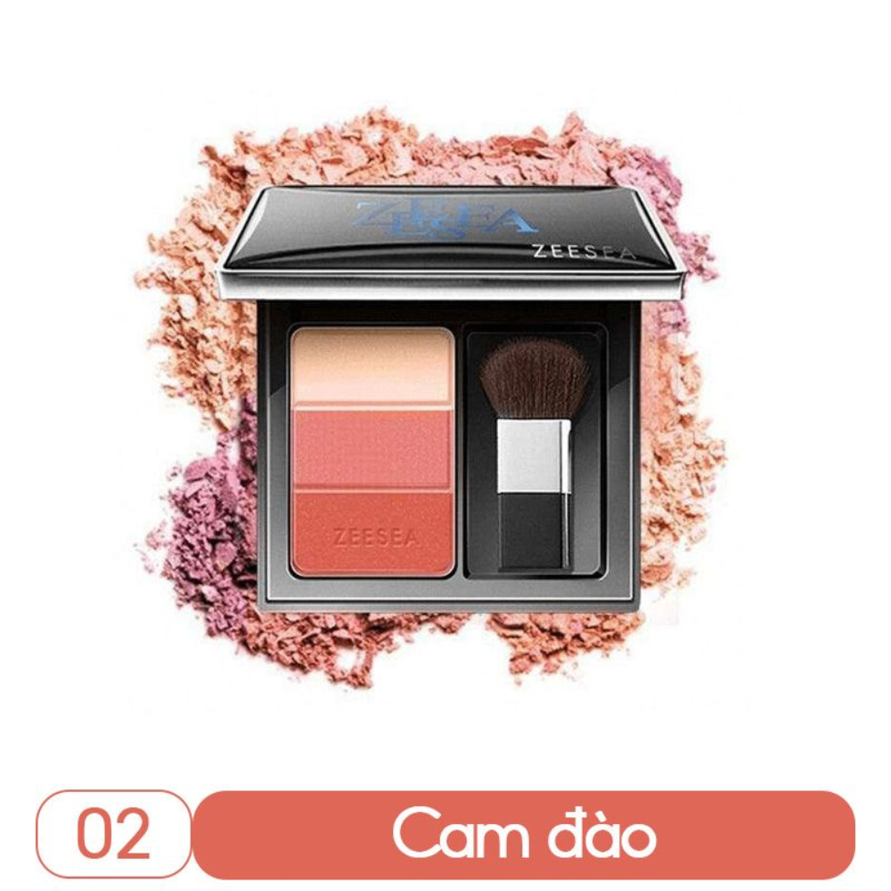Phấn má hồng 3 ngăn kèm cọ Zeesea 3 Color Concealer Blusher 5g bảng màu xinh xắn chất phấn mịn