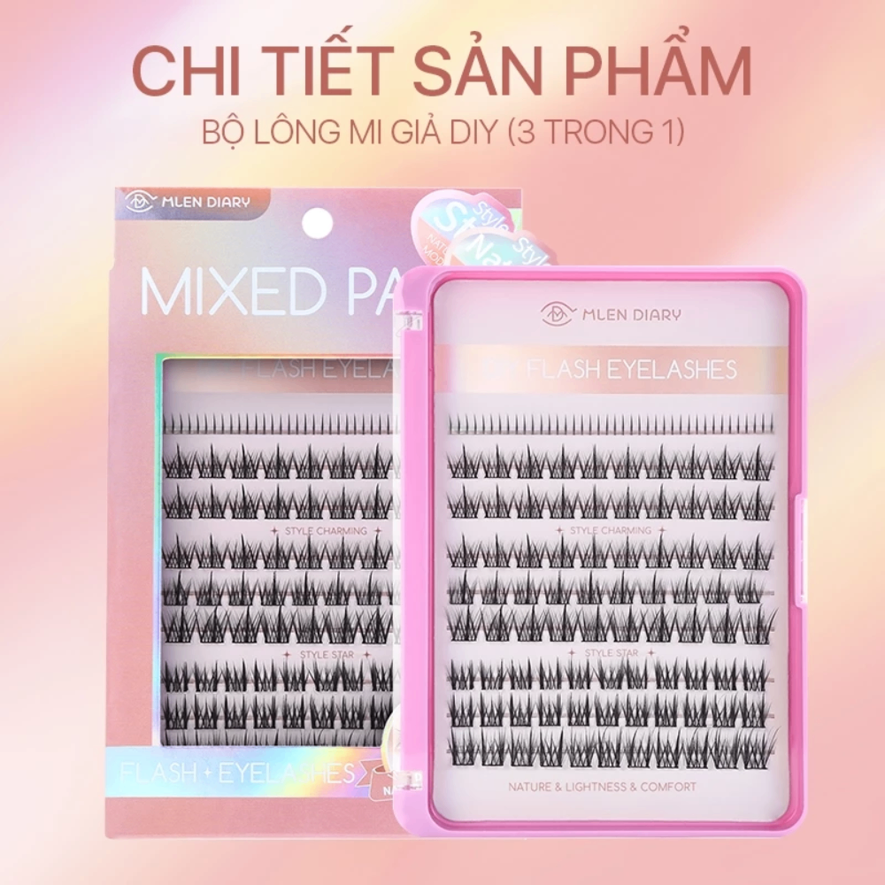 Mi giả Mlen Diary Wispy & Doll Eyelashes 10g siêu tự nhiên thích hợp cho người mới bắt đầu