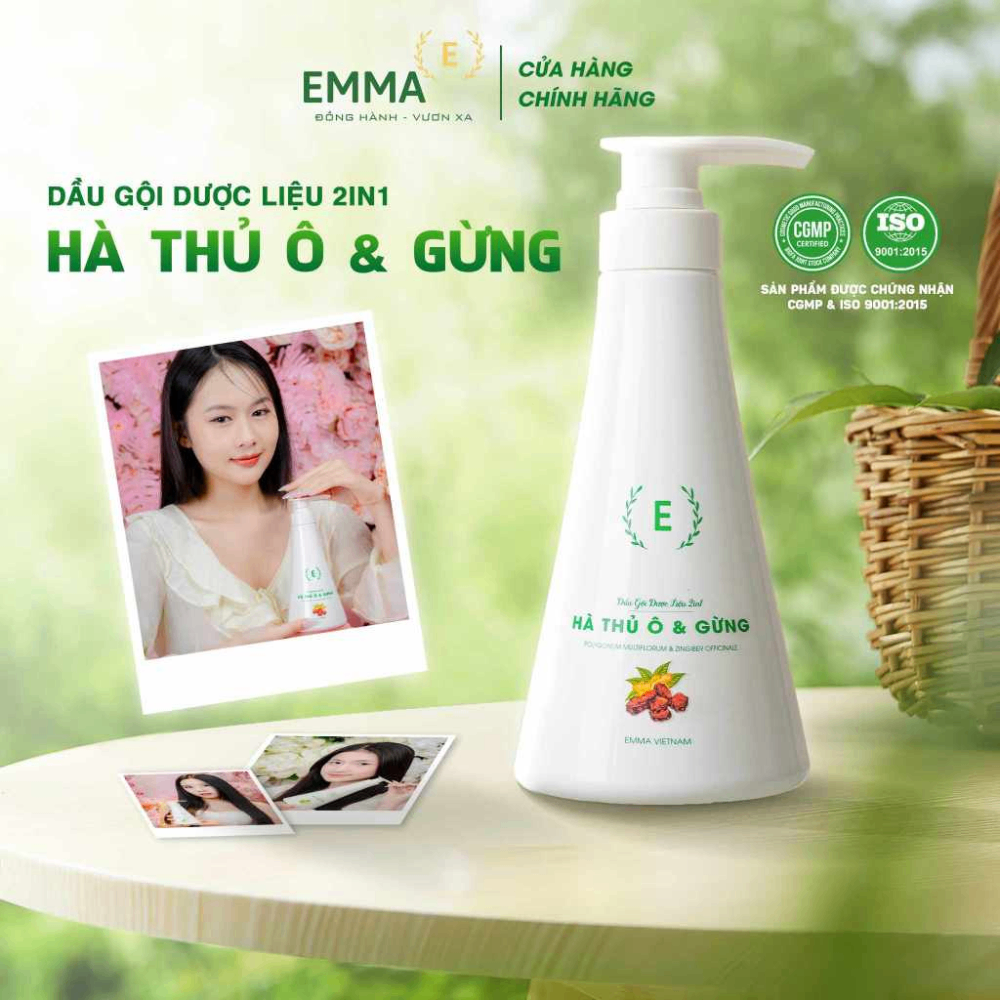 Bộ 3 sản phẩm EMMA dầu gội bưởi, dầu xả thảo dược 2in1 gừng & bưởi và tinh dầu bưởi chăm sóc tóc