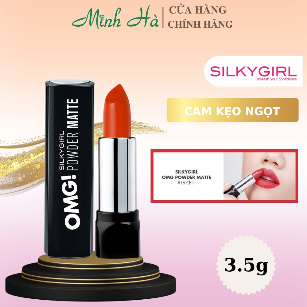 Son thỏi SilkyGirl OMG Powder Matte 3.5g son lì lên màu chuẩn mịn