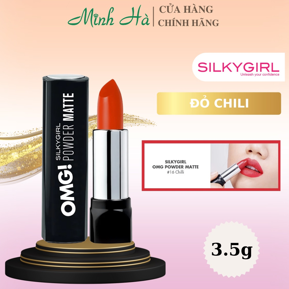 Son thỏi SilkyGirl OMG Powder Matte 3.5g son lì lên màu chuẩn mịn
