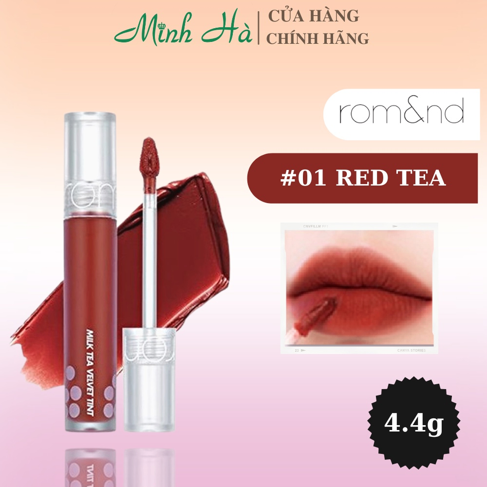 Son kem lì Romand Milk Tea Velvet Tint 4.4g cho đôi môi thêm rạng rỡ