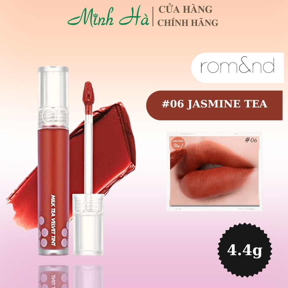 Son kem lì Romand Milk Tea Velvet Tint 4.4g cho đôi môi thêm rạng rỡ