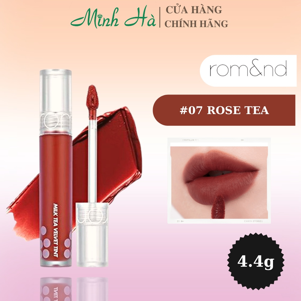 Son kem lì Romand Milk Tea Velvet Tint 4.4g cho đôi môi thêm rạng rỡ