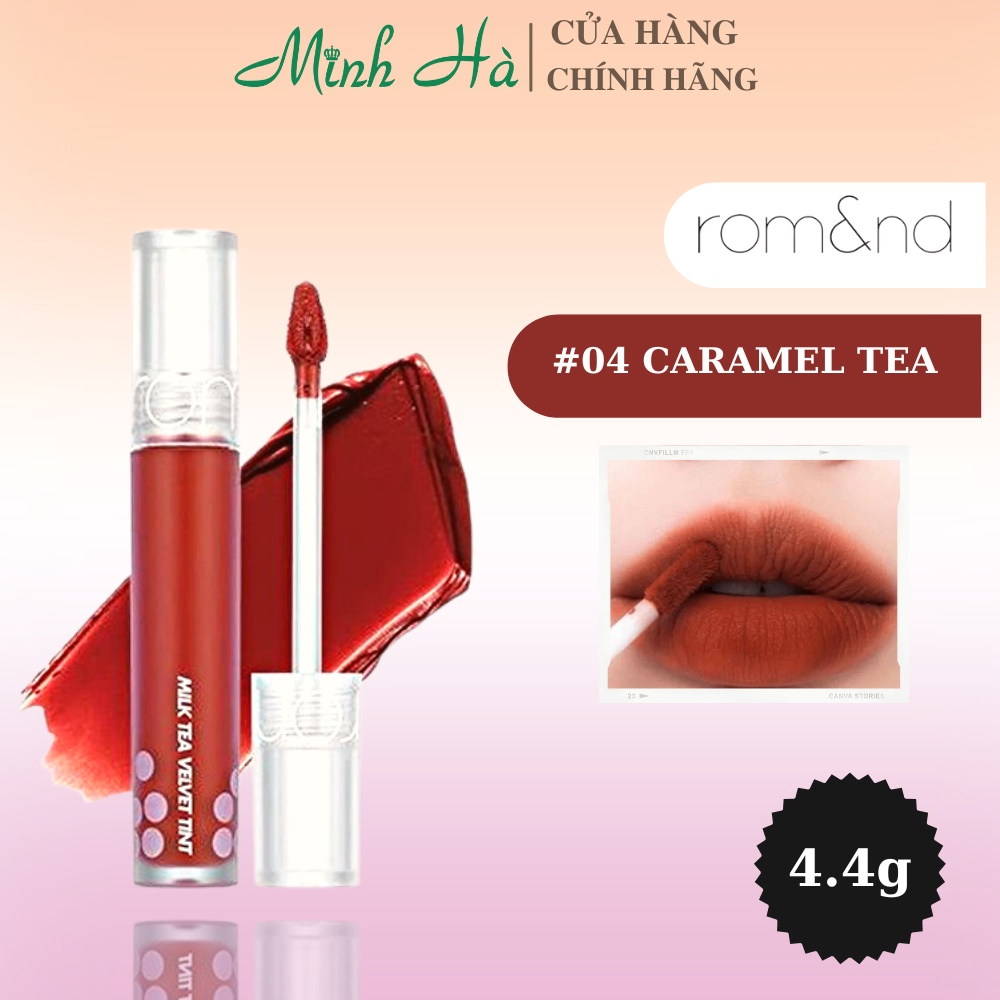 Son kem lì Romand Milk Tea Velvet Tint 4.4g cho đôi môi thêm rạng rỡ