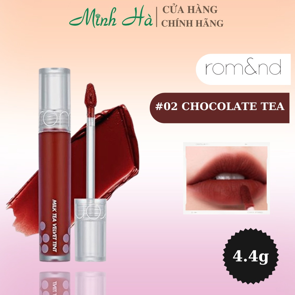 Son kem lì Romand Milk Tea Velvet Tint 4.4g cho đôi môi thêm rạng rỡ
