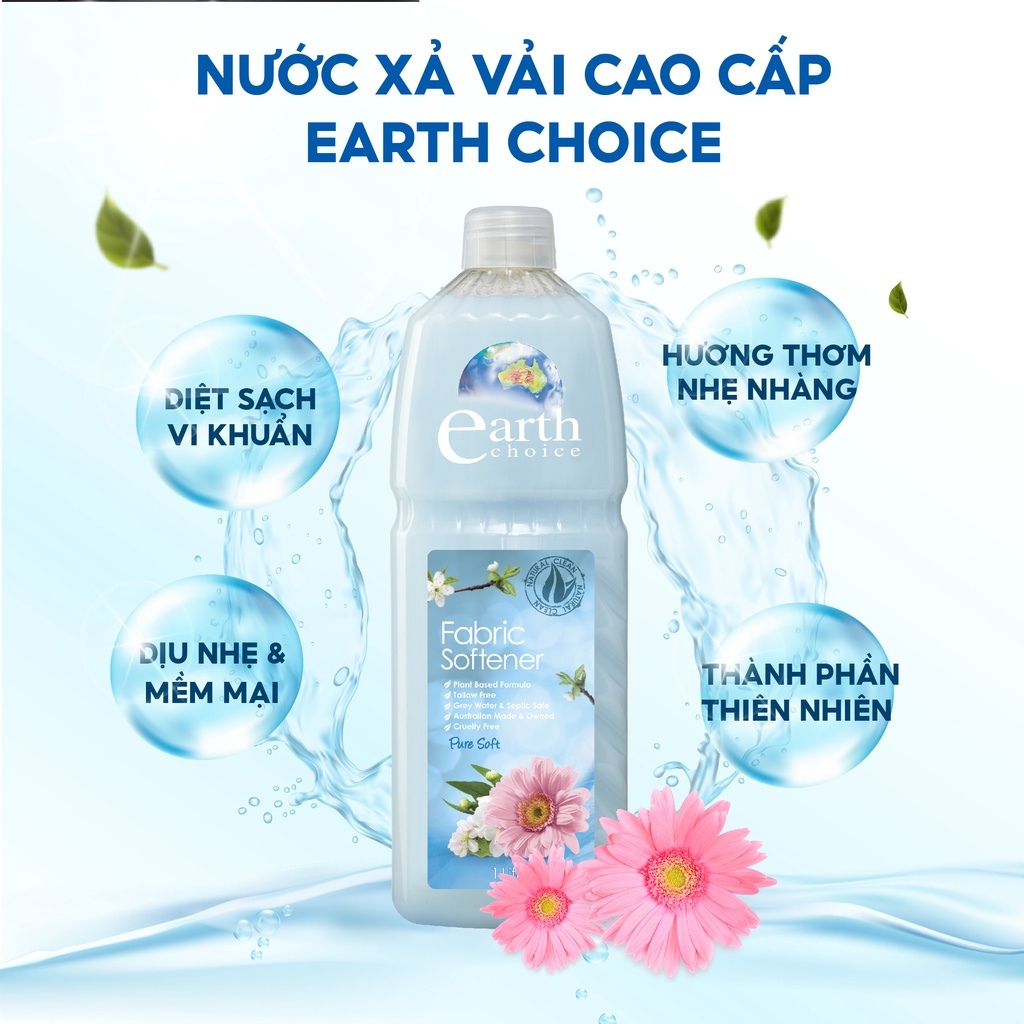 Nước giặt và xả Earth Choice mọi loại vải Wool & Delicates, đồ lót laundry Liquid Top & Front Loader Pure Clean 1L