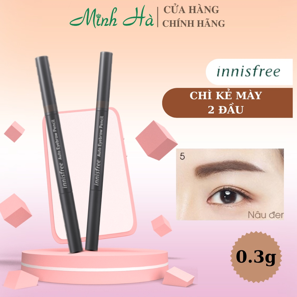 Chì kẻ mày 2 đầu Innisfree Auto Eyebrow Pencil 2g tạo chân mày tự nhiên sắc nét