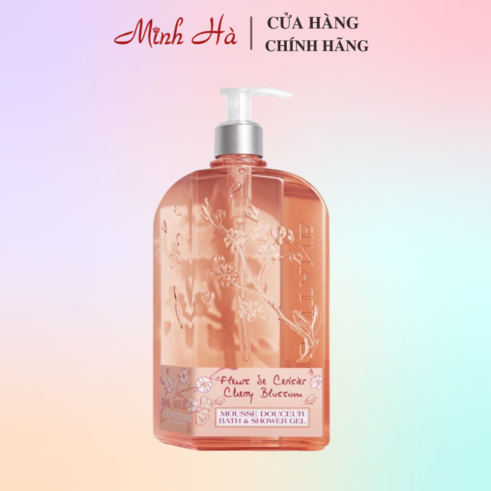 Sữa tắm hoa anh đào L'occitane Cherry Blossom Bath & Shower Gel 500ml kết cấu gel giúp nhẹ nhàng làm sạch mọi bụi bẩn