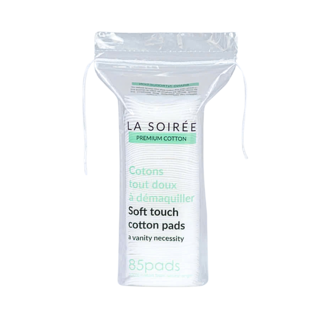 Bông tẩy trang La Soirée Premium Cotton 225 miếng thấm hút siêu tốt phù hợp với mọi loại da, không gây kích ứng