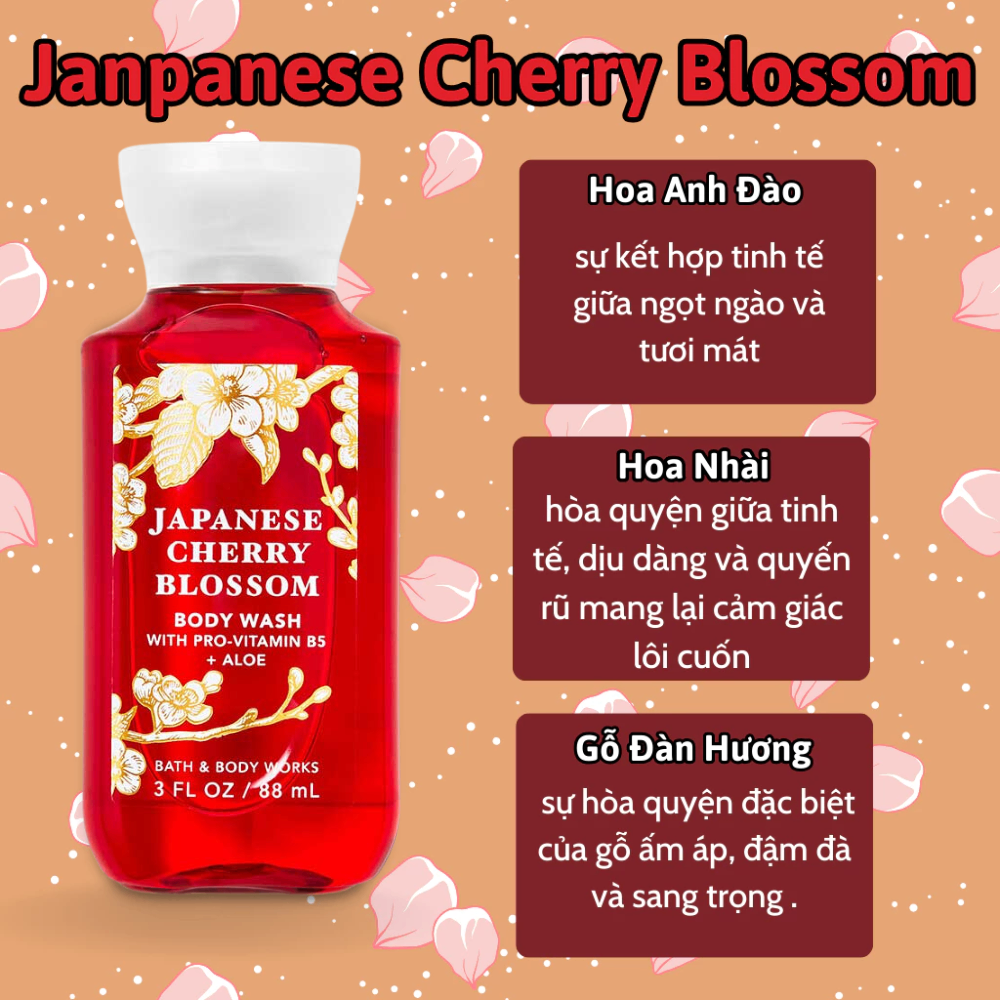 Sữa tắm Bath & Body Works 88ml các loại mùi hương ngọt ngào, sang trọng cho cả nam và nữ