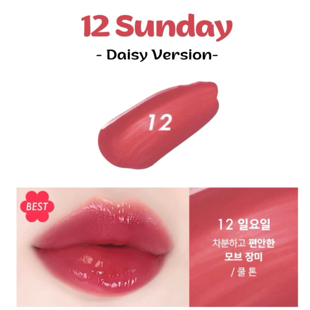 Son tint bóng AMUSE Dewy Tint 4g hoa cúc thuần chay độ bóng vừa phải