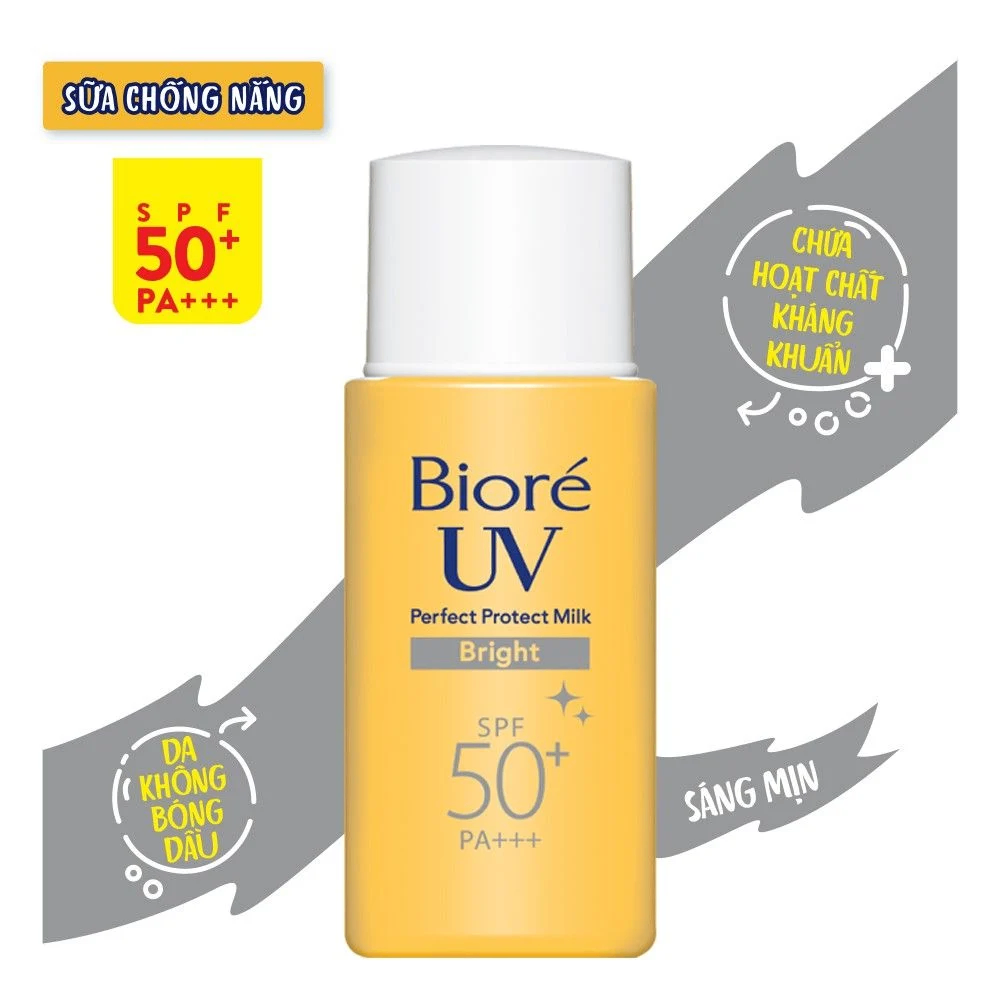 Sữa chống nắng Biore UV Perfect Protect Milk SPF 50+ PA++++ 25ml lỏng nhẹ thấm nhanh bảo vệ da khỏi ánh nắng