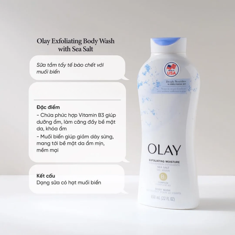 Sữa tắm Olay Body Wash 650ml nhiều mùi hương dưỡng ẩm trắng da