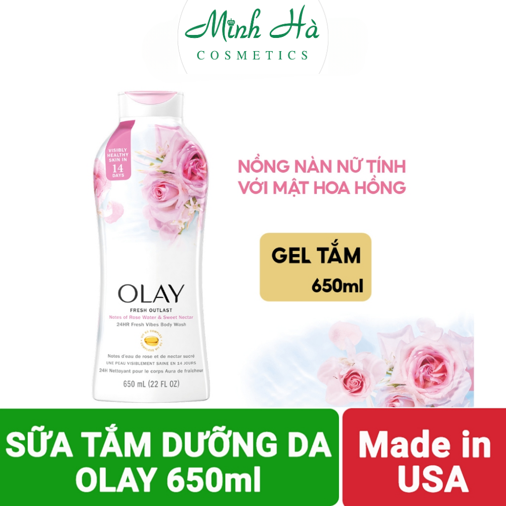 Sữa tắm Olay Body Wash 650ml nhiều mùi hương dưỡng ẩm trắng da