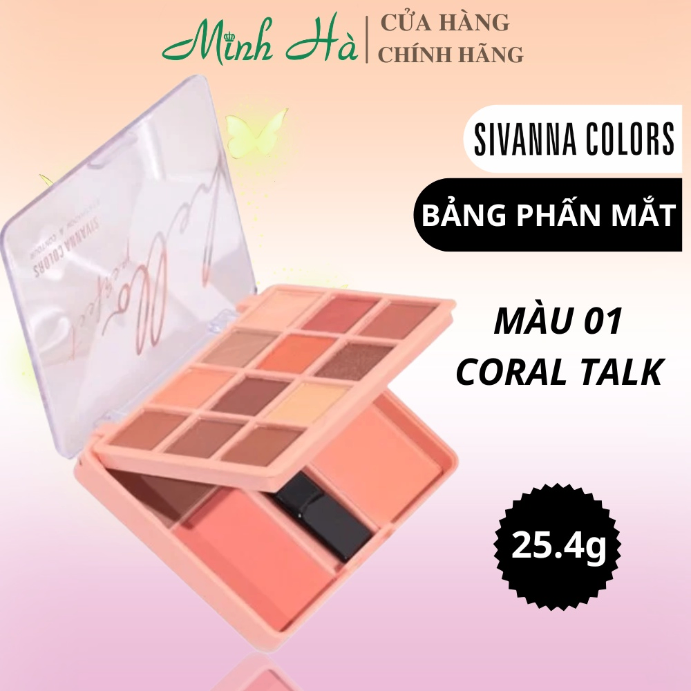 Bảng phấn mắt 12 ô Sivanna Color Hello Perfect Eyeshadow & Contour HF178 25.4g màu tự nhiên dễ dùng