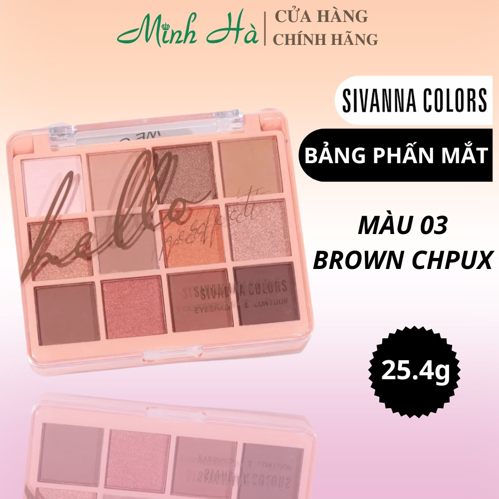 Bảng phấn mắt 12 ô Sivanna Color Hello Perfect Eyeshadow & Contour HF178 25.4g màu tự nhiên dễ dùng