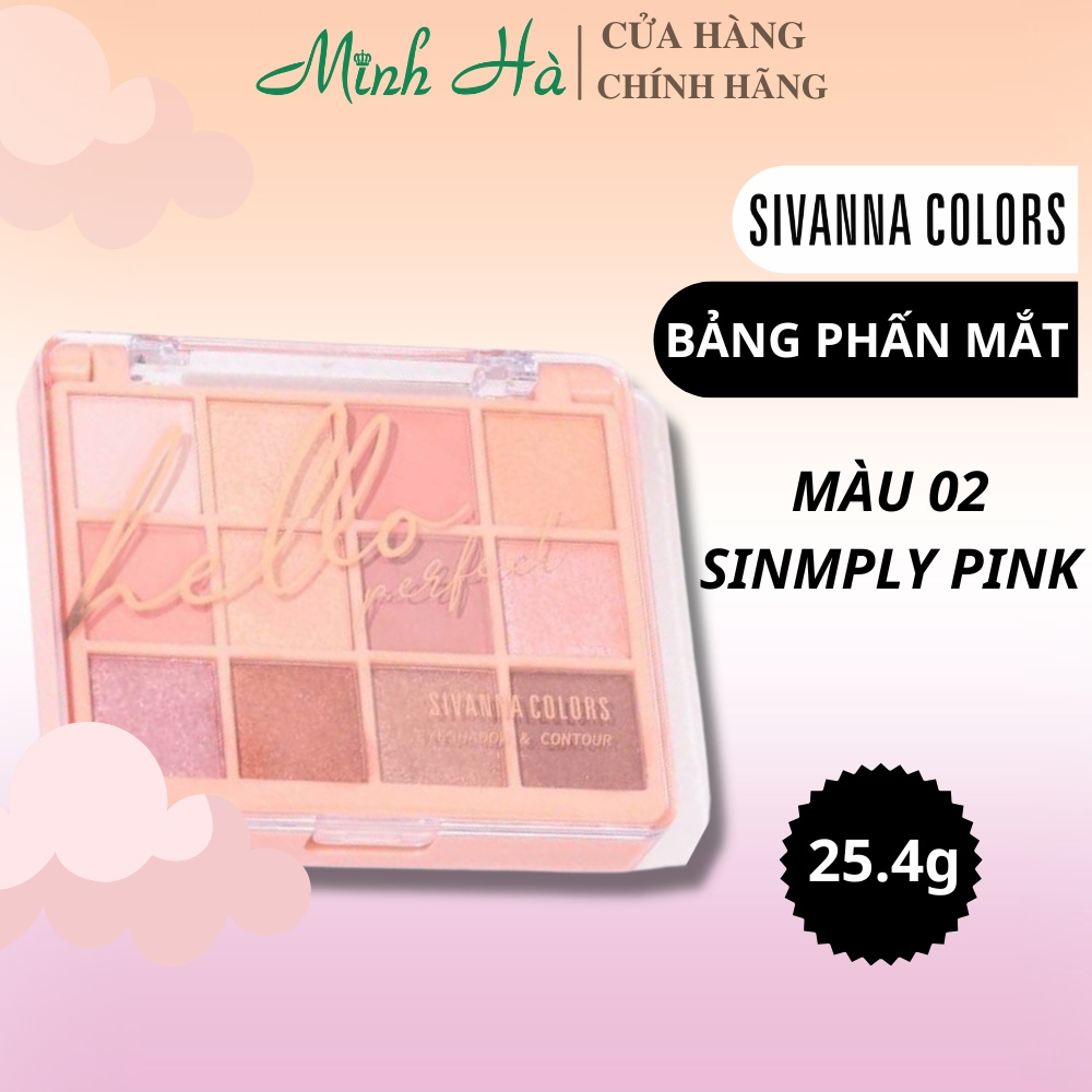 Bảng phấn mắt 12 ô Sivanna Color Hello Perfect Eyeshadow & Contour HF178 25.4g màu tự nhiên dễ dùng