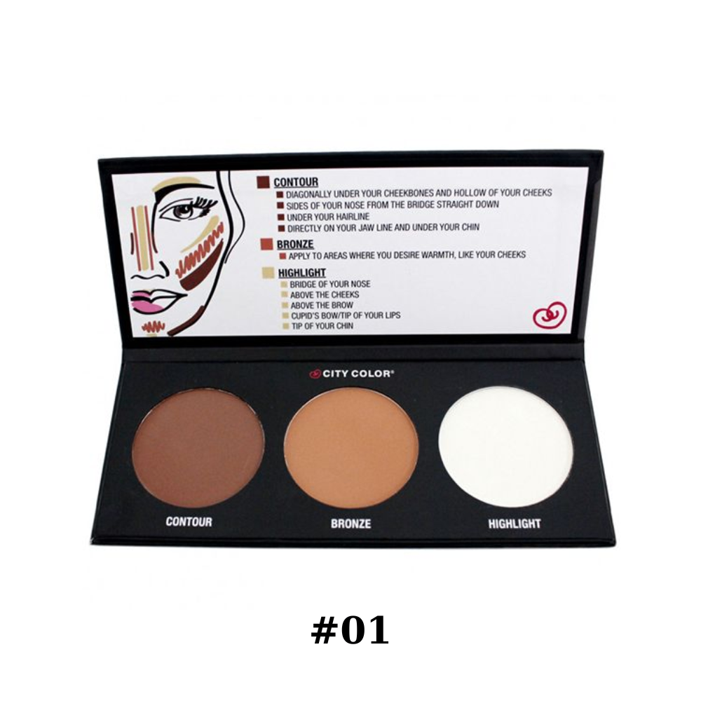 Phấn tạo khối và highlight 3 ô City Color Contour Effects Palette 4.5g chất phấn mịn lì tự nhiên