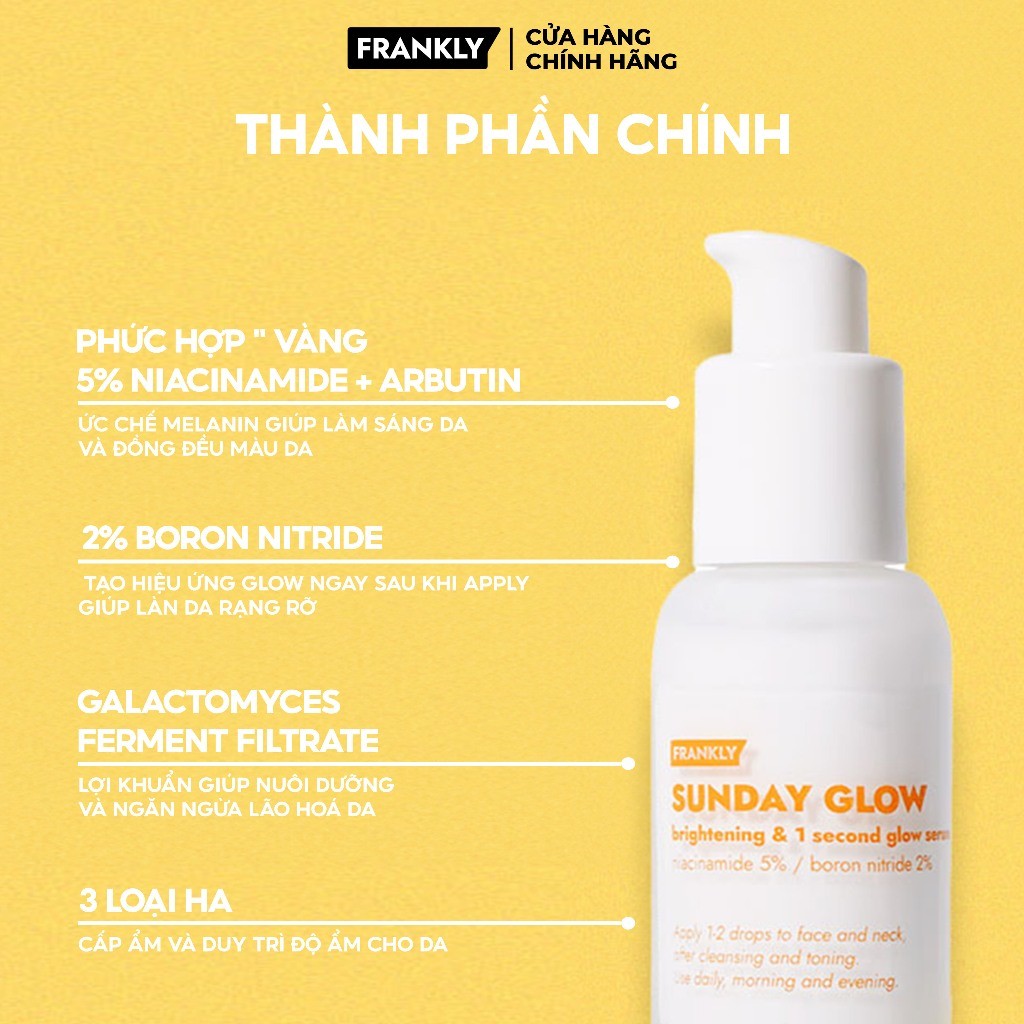 Tinh chất dưỡng sáng và nâng tone da Frankly Sunday Glow 30ml