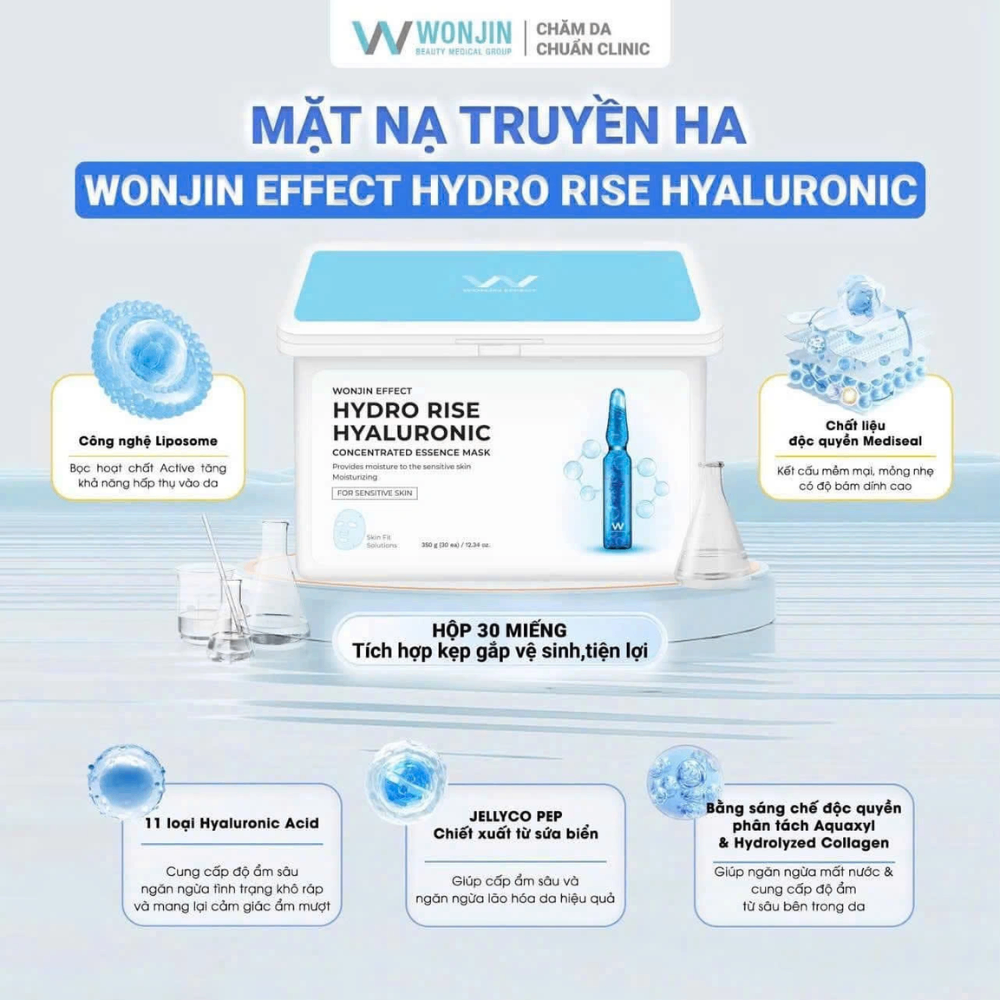 Hộp 30 miếng mặt nạ Wonjin Hydro Rise/Nourising Supplement Mask 350g cấp ẩm phục hồi da